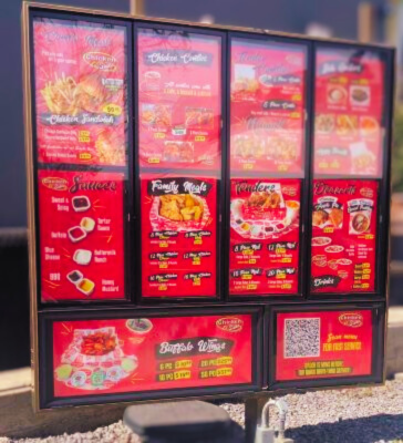 Drive thru menu board at Chicken & Sides